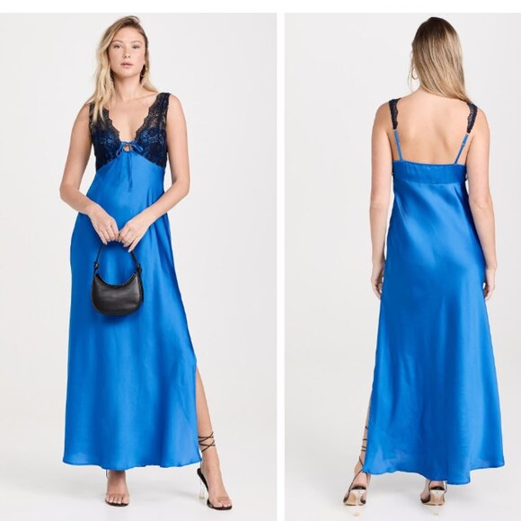 FREE PEOPLE countryside maxi slip dress with lace trim bust medium - Picture 1 of 4